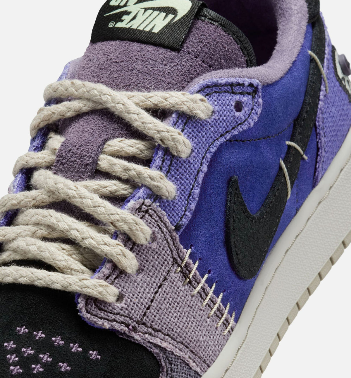Air Jordan 1 Low OG Grade School Lifestyle Shoe – Regency Purple/Vapor Green/Black/Dark Raisin/Daybreak/Light Silver
