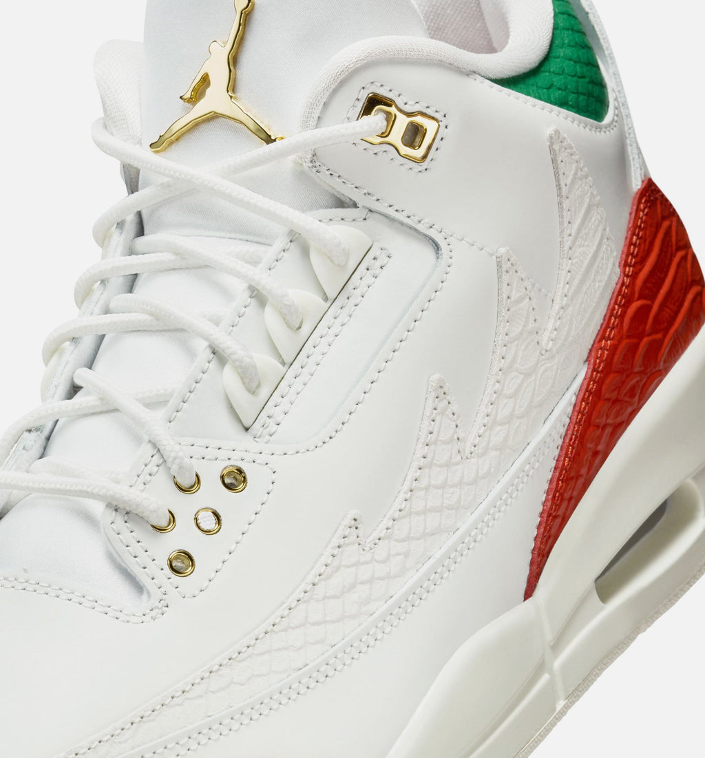 Air Jordan 3 Retro El Vuelo Men’s Lifestyle Shoe – Summit White/Pine Green/Dragon Red/Metallic Gold