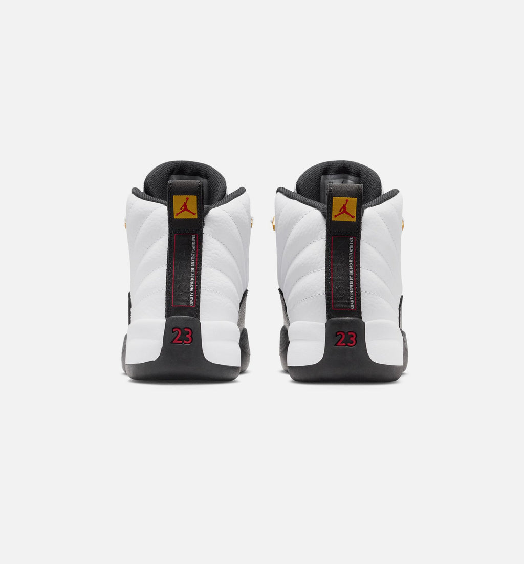 Air Jordan 12 Retro Taxi Preschool Lifestyle Shoe – White/Black/Taxi