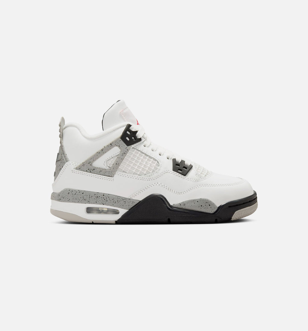 Air Jordan 4 Retro White Cement Grade School Lifestyle Shoe – Summit White/Fire Red/Cement Grey/Black