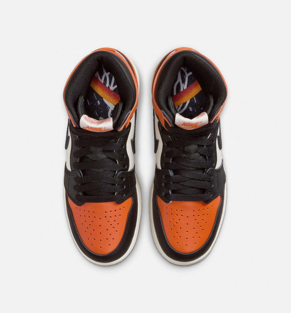 Air Jordan 1 Retro High OG Shattered Backboard Grade School Lifestyle Shoe – Black/Sail/Starfish