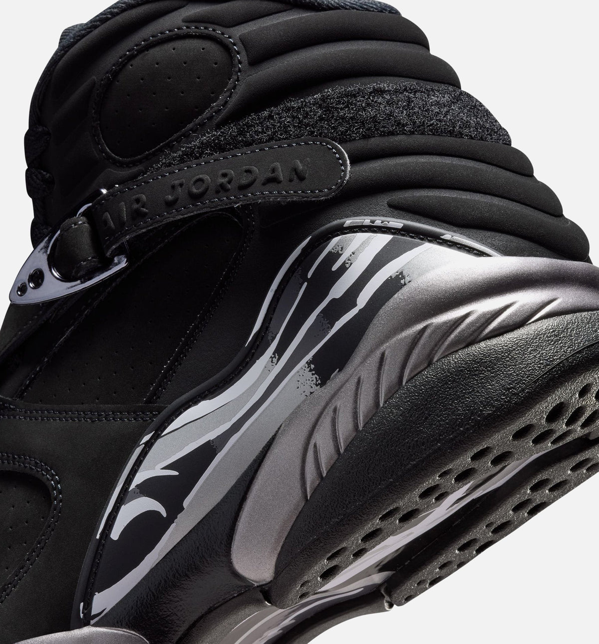 Air Jordan 8 Retro Chrome Black and Light Graphite Men’s Lifestyle Shoe – Black/White/Light Graphite
