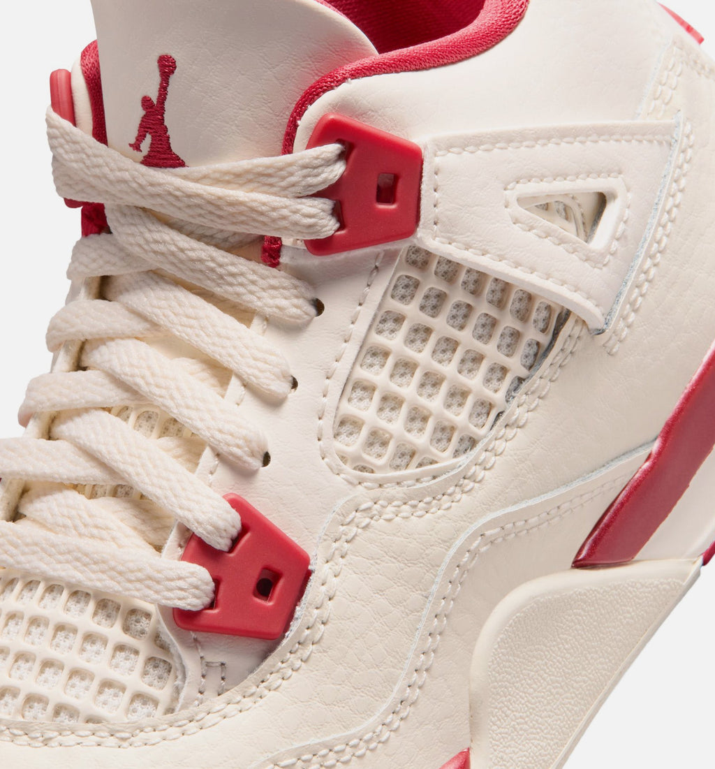 Air Jordan 4 Retro Valentine’s Day Preschool Lifestyle Shoe – Pale Ivory/Sierra Red/Tough Red