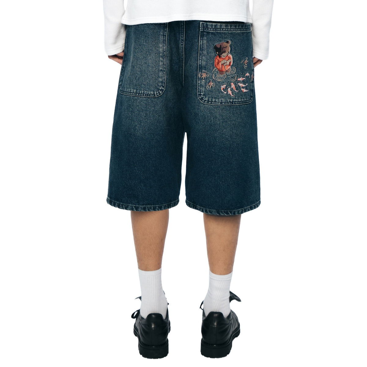 "koi fish v2" Jorts washed indigo