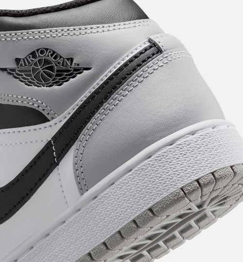 Air Jordan 1 Mid Grade School Lifestyle Shoe – White/Light Smoke Grey/Black