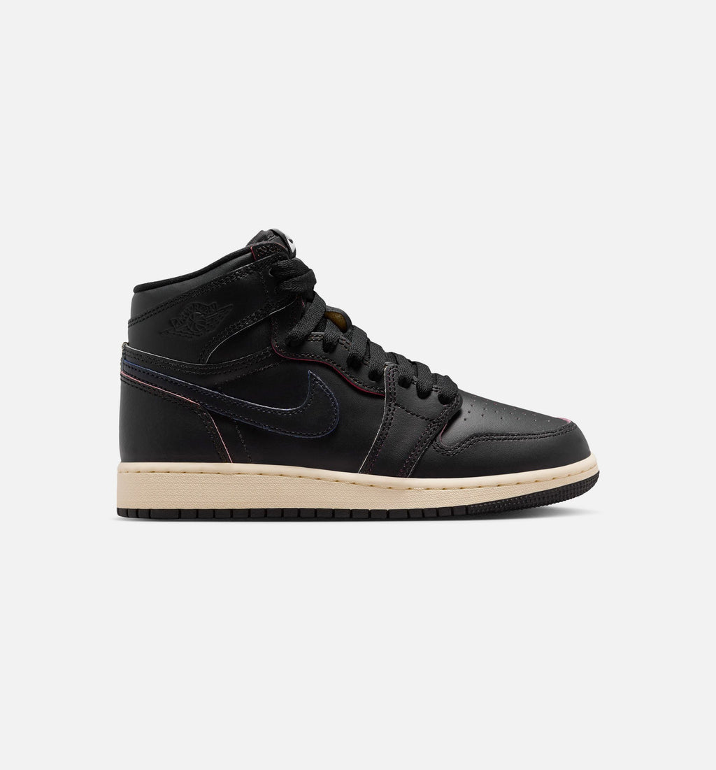 Air Jordan 1 Retro High OG Grade School Lifestyle Shoe – Black/Muslin