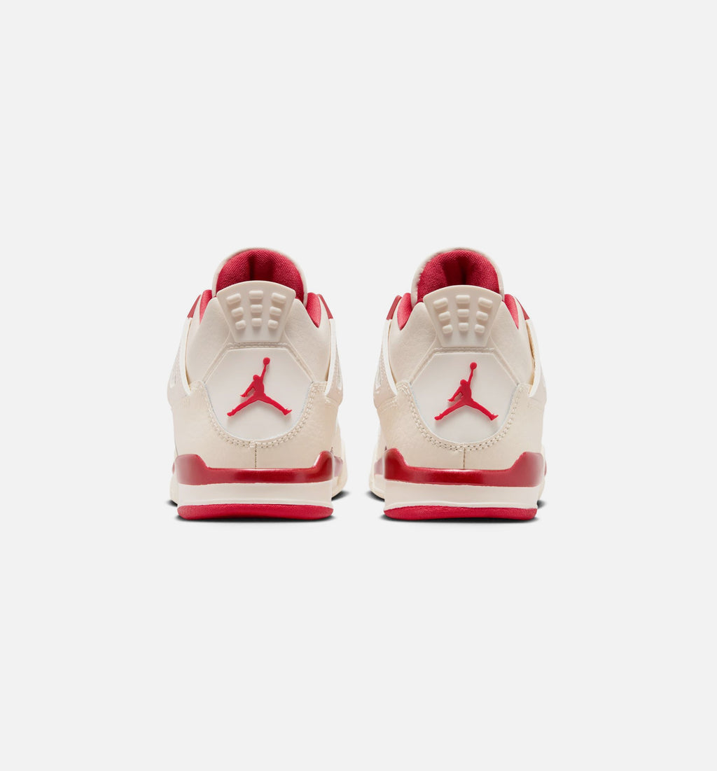 Air Jordan 4 Retro Valentine’s Day Preschool Lifestyle Shoe – Pale Ivory/Sierra Red/Tough Red