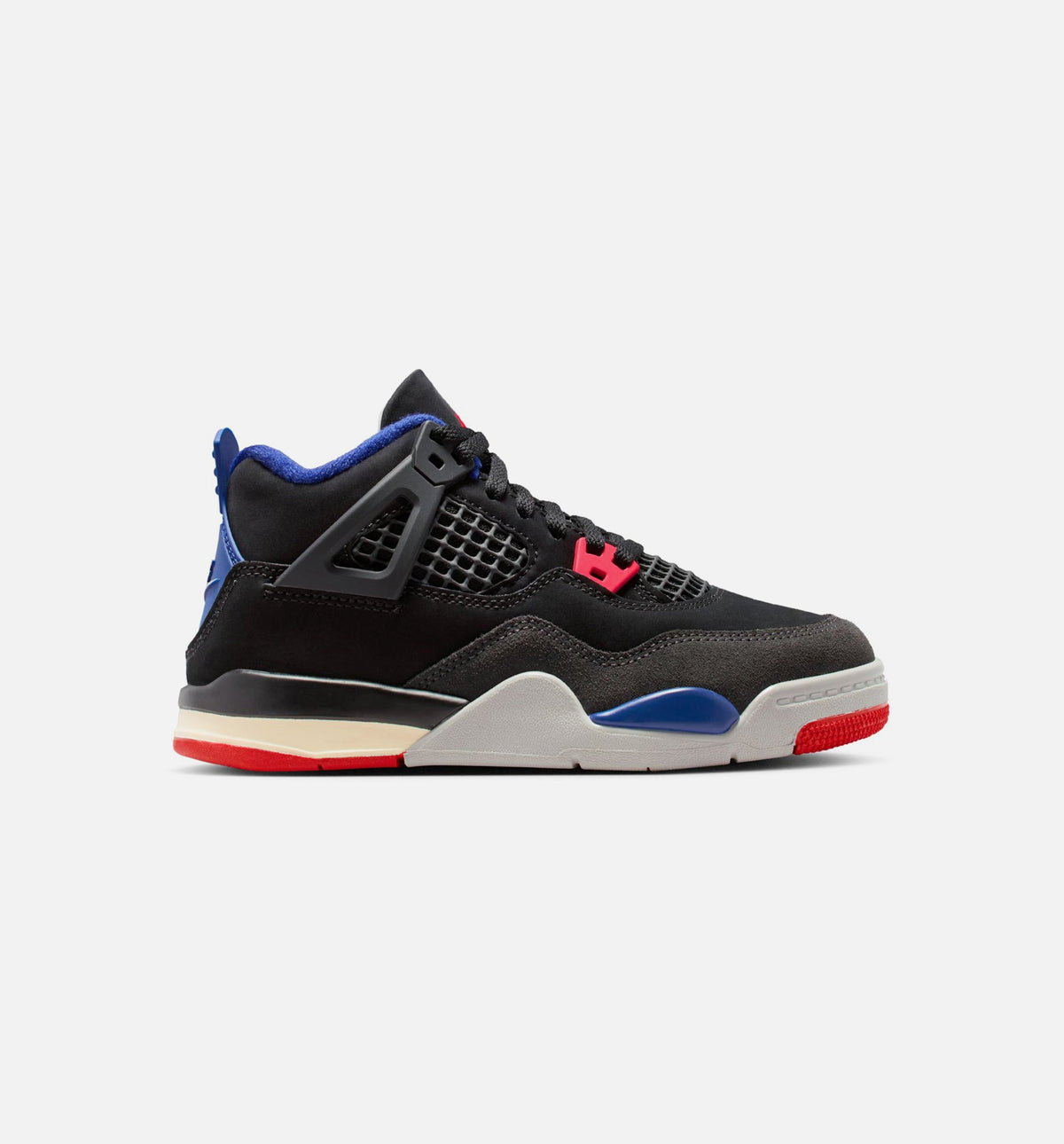 Air Jordan 4 Retro Rare Air Preschool Lifestyle Shoe – Black/Fire Red/Deep Royal Blue
