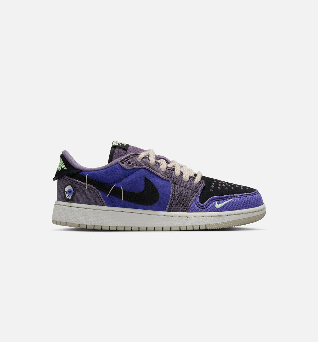 Air Jordan 1 Low OG Grade School Lifestyle Shoe – Regency Purple/Vapor Green/Black/Dark Raisin/Daybreak/Light Silver