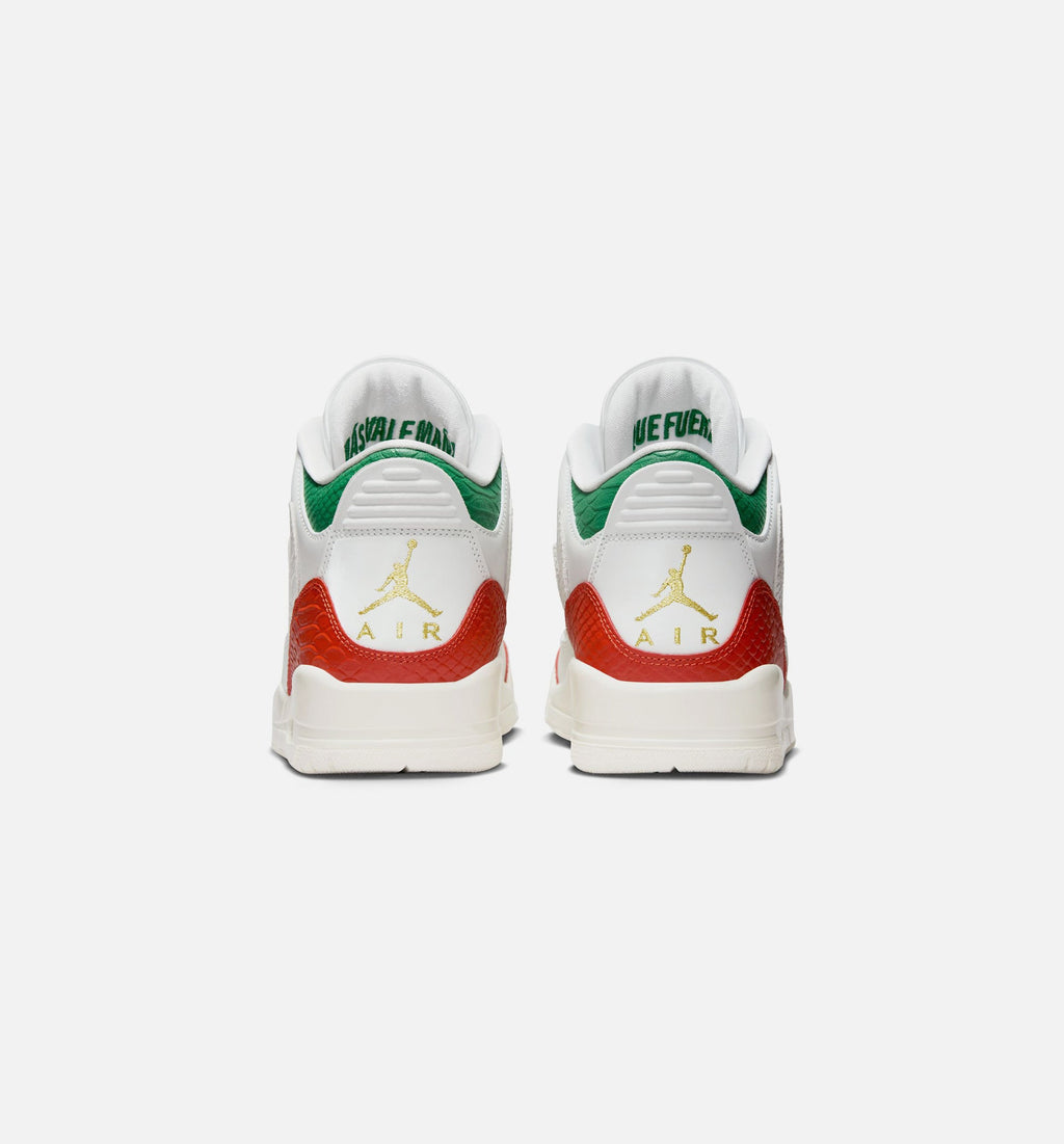 Air Jordan 3 Retro El Vuelo Men’s Lifestyle Shoe – Summit White/Pine Green/Dragon Red/Metallic Gold