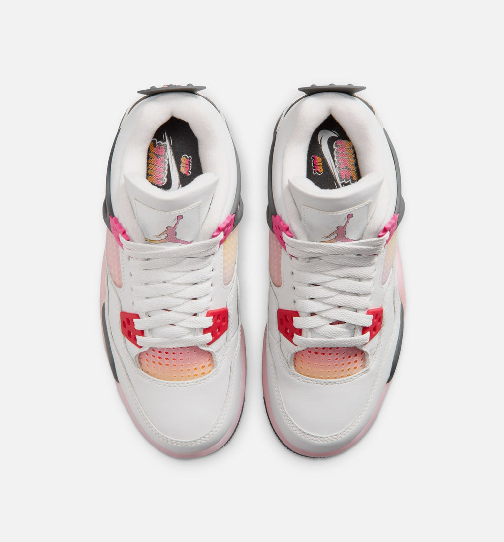 Air Jordan 4 Retro Comic Grade School Lifestyle Shoe – Off White/Fire Pink/Anthracite