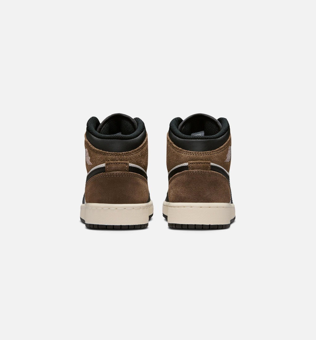 Air Jordan 1 Mid Grade School Lifestyle Shoe – Black/Phantom/Palomino/University Red