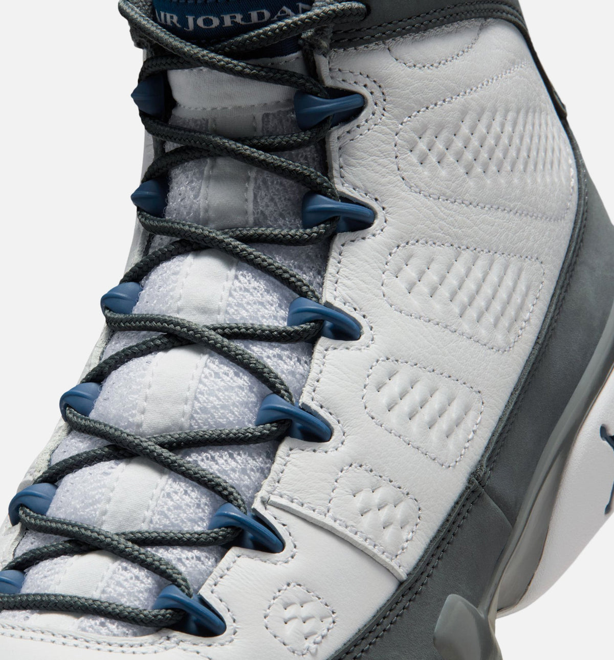 Air Jordan 9 Retro Flint Grey and French Blue Men’s Lifestyle Shoe – White/French Blue/Flint Grey