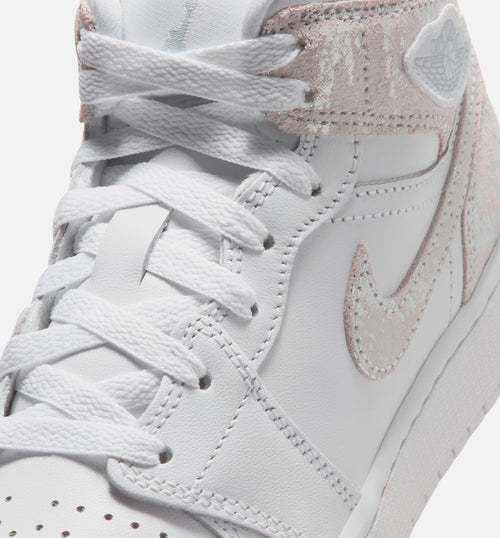 Air Jordan 1 Mid SE Grade School Lifestyle Shoe – White/Field Silver