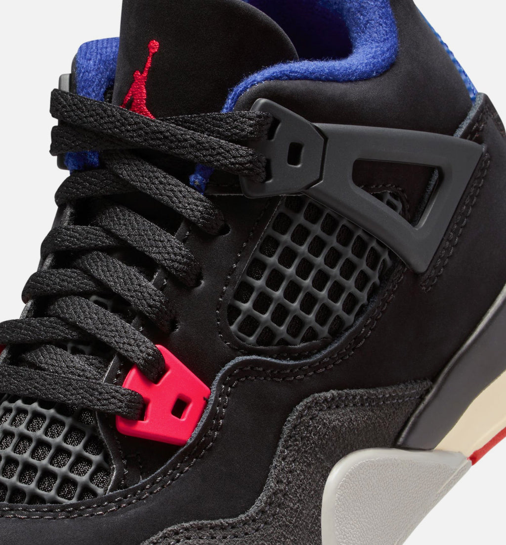 Air Jordan 4 Retro Rare Air Preschool Lifestyle Shoe – Black/Fire Red/Deep Royal Blue