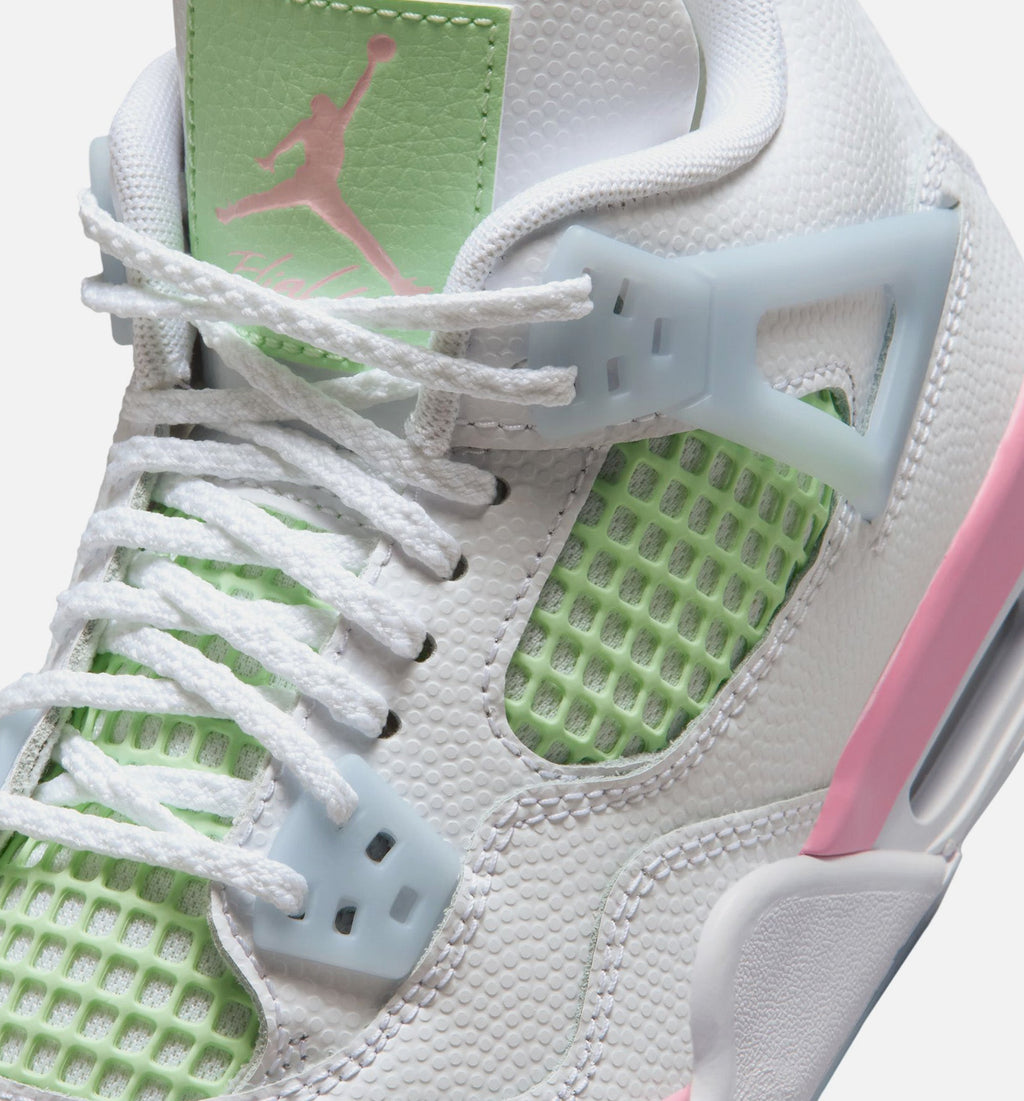 Air Jordan 4 Retro Medium Soft Pink Grade School Lifestyle Shoe – White/Medium Soft Pink/Half Blue