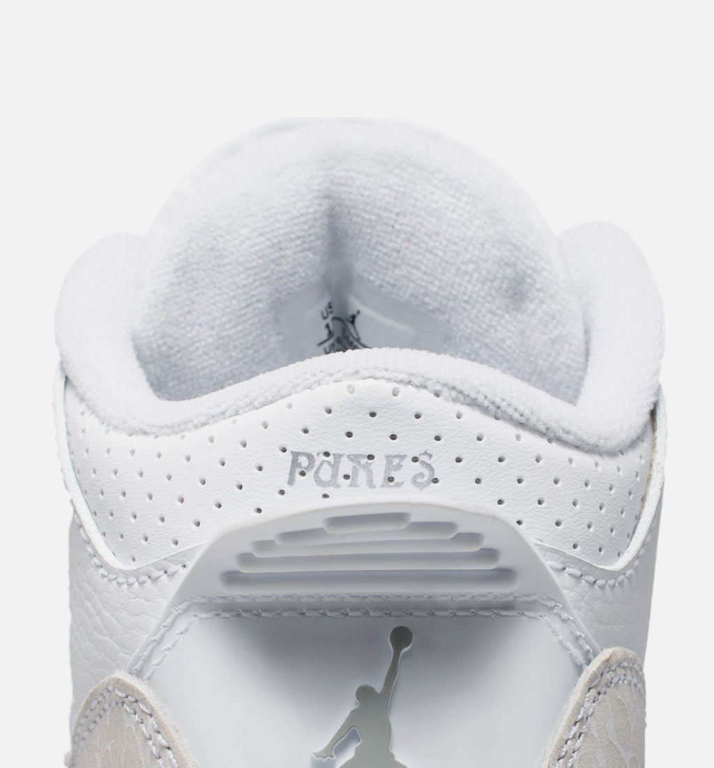 Air Jordan 3 Retro White and Silver Preschool Lifestyle Shoe – White/Metallic Silver
