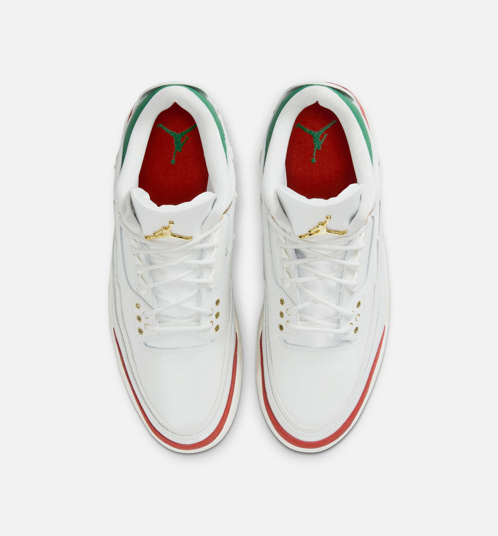 Air Jordan 3 Retro El Vuelo Men’s Lifestyle Shoe – Summit White/Pine Green/Dragon Red/Metallic Gold