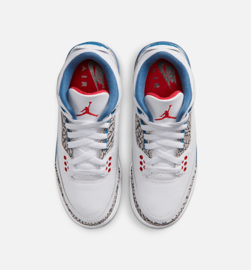 Air Jordan 3 Retro OG True Blue Grade School Lifestyle Shoe – White/Fire Red/True Blue