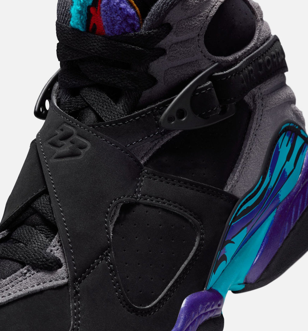 Air Jordan 8 Retro Aqua Grade School Lifestyle Shoe – Black/Multi-Color/Bright Concord