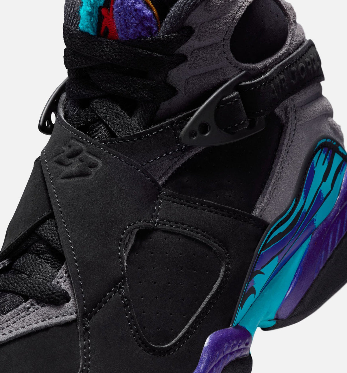 Air Jordan 8 Retro Aqua Grade School Lifestyle Shoe – Black/Multi-Color/Bright Concord
