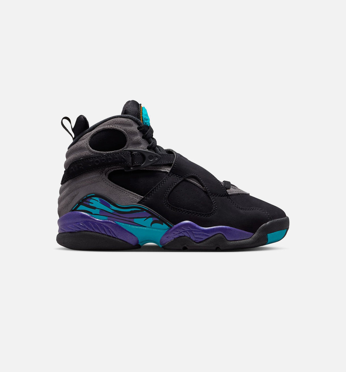 Air Jordan 8 Retro Aqua Grade School Lifestyle Shoe – Black/Multi-Color/Bright Concord
