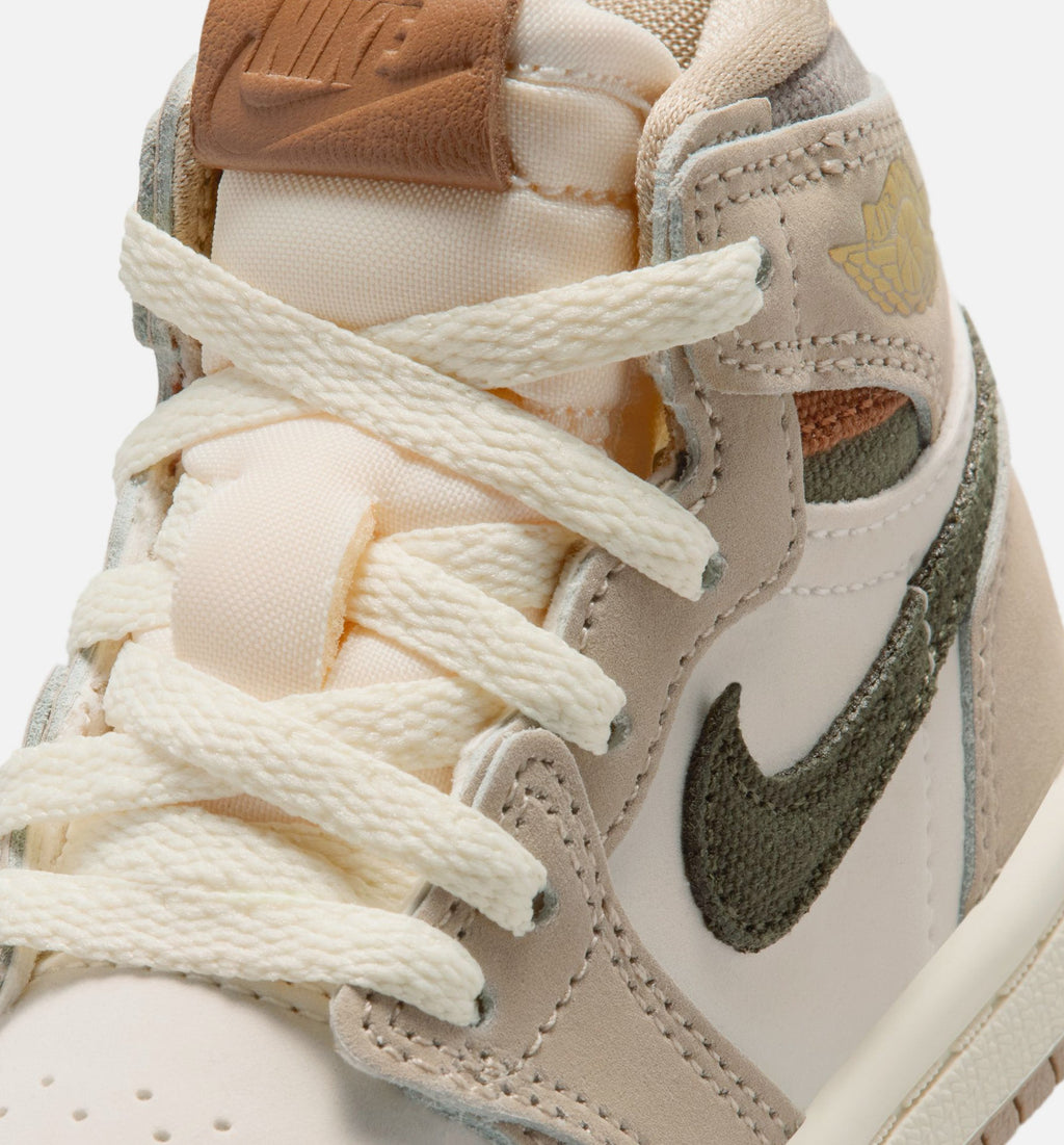 Air Jordan 1 Retro High OG Infant/Toddler Lifestyle Shoe – Khaki/Sail/Coconut Milk/Cargo Khaki